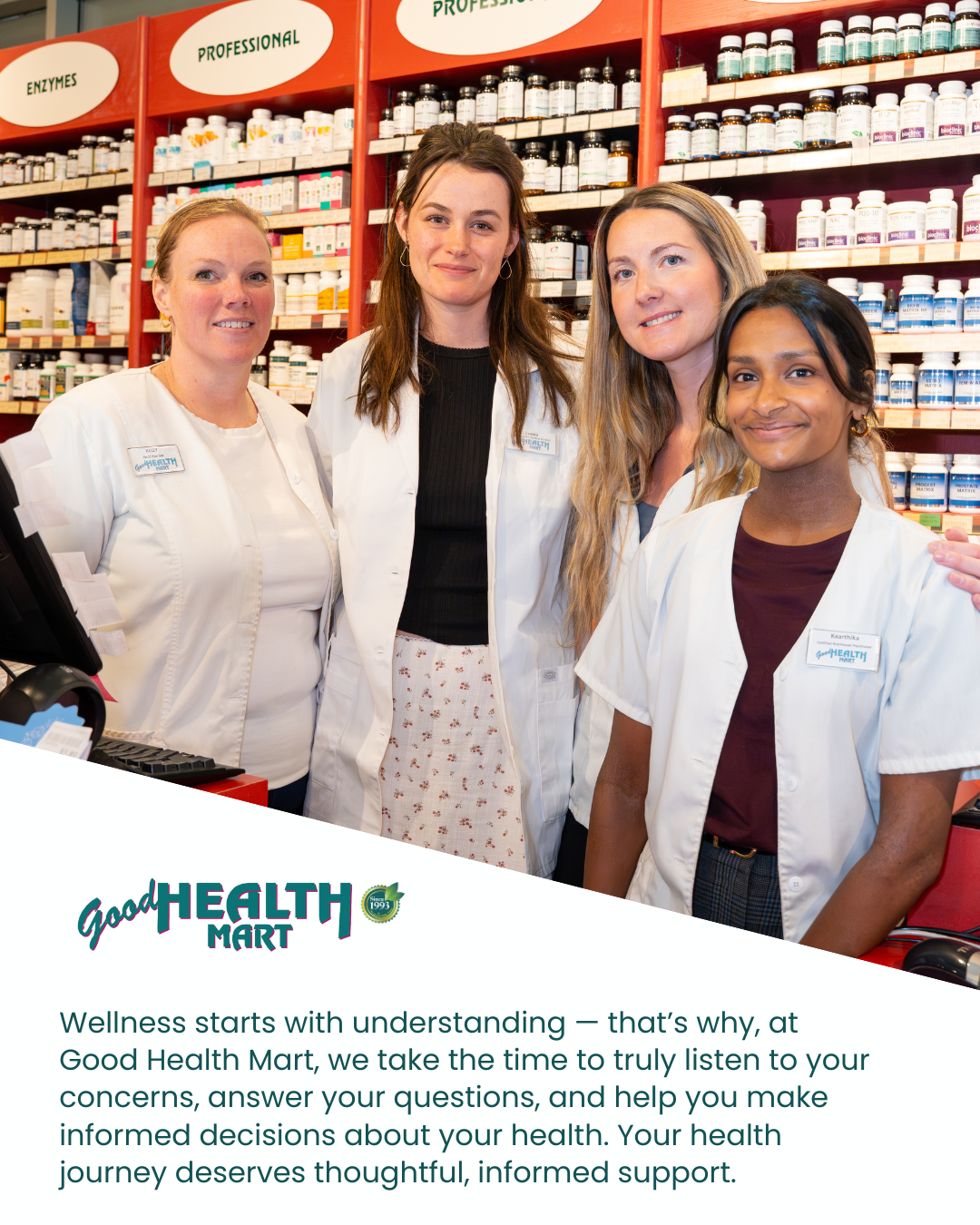 Four Good Health Mart staff members in store